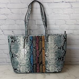 NWT Badgley Mischka Multicolor Snake Print Tote Bag